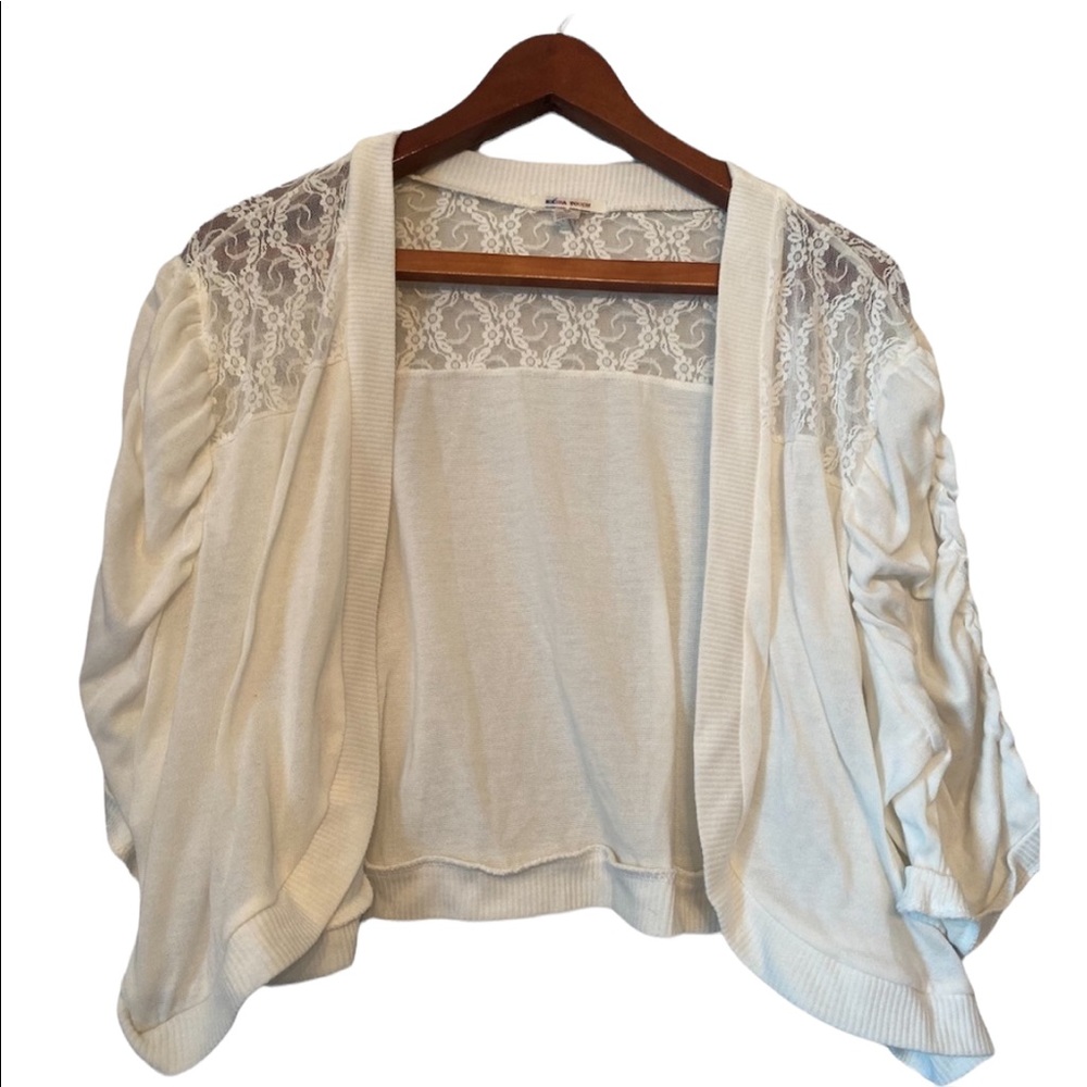 Extra Touch Cream Open Front Sweater